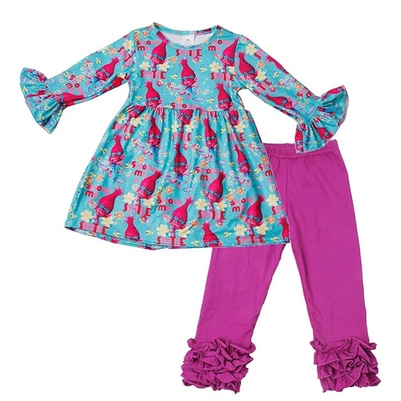 Poppy Troll Ruffle Pant Set - Picture 2 of 4
